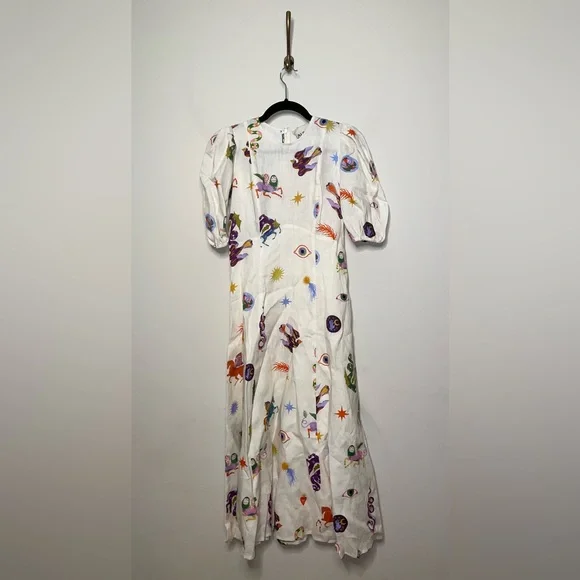 ALEMAIS Aether Abstract Print Linen Midi Dress - Picture 5 of 10